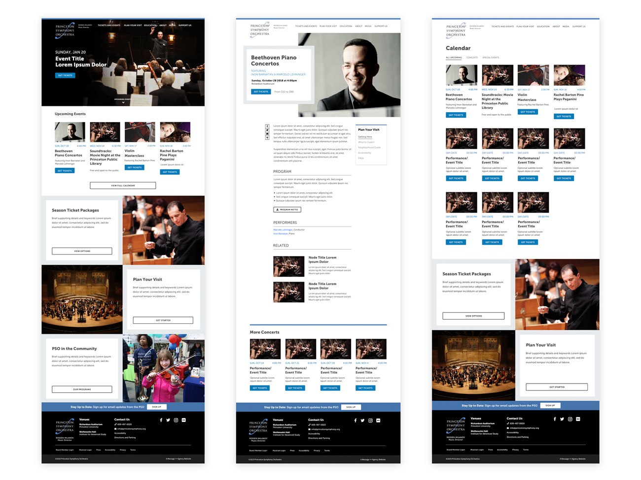 Collage of Princeton Symphony Orchestra Website Mockups